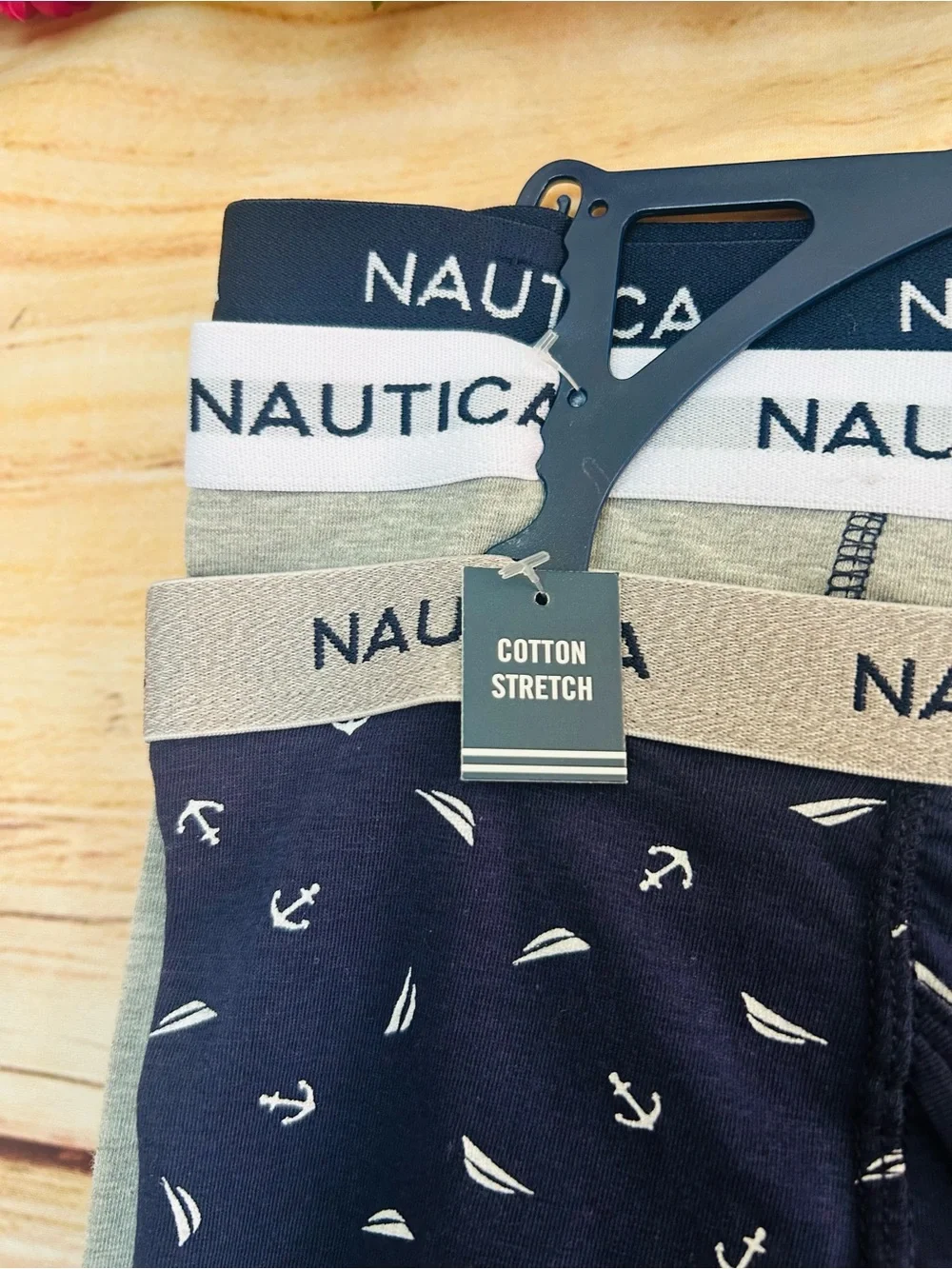 Nautica Boy’s Blue Grey Logo Anchor Print Cotton Boxers Underwear 3 Pack XL NWT